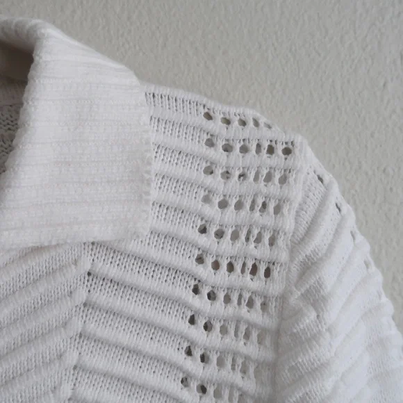 Cotton On White Cropped Pointelle Knit Button Cardigan - Picture 10 of 14